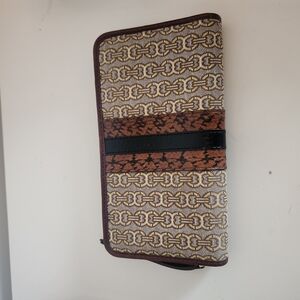 Designer Patterned Wallet with Black and Brown Accents